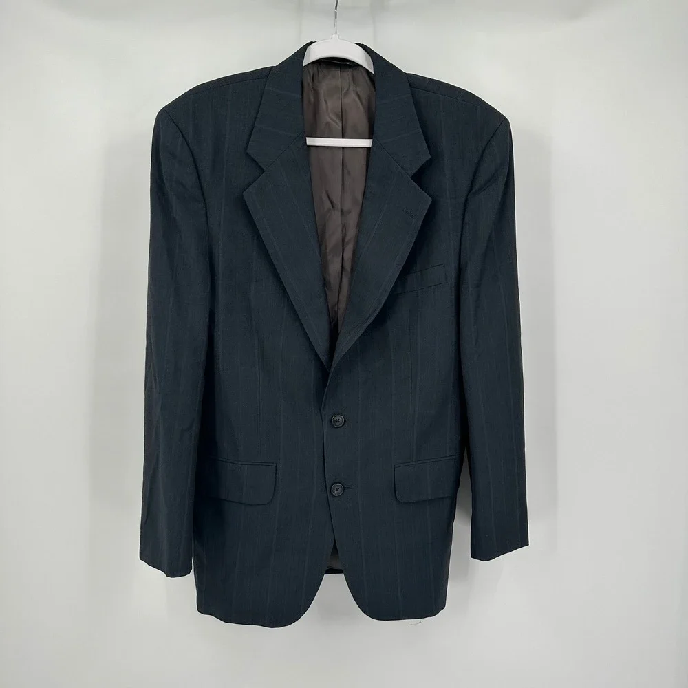 Burberrys Mens Vintage Old Money Pinstripe Wool Blazer Jacket Sz 42R Made in USA